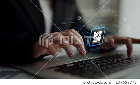 AI Brain Processing Data with Generative Artificial Intelligence Concept Muxer 137055772