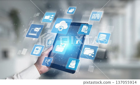 Managing online documents cloud storage and digital file security icons Gist 137055914