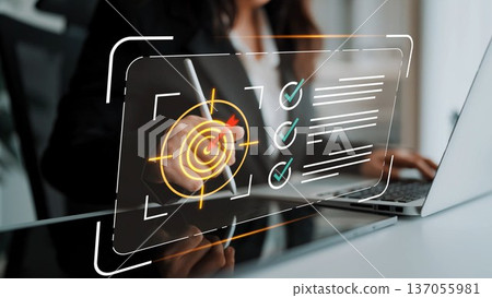 Business Professional Using Digital Tools for Goal Setting and Project Management with Checklists and Target Focus in Modern Office Environment Gluon Business Professional Using Digital Tools for Goal Setting and Project Management with Checklists and Target Focus in Modern Office Environment Gluon 137055981