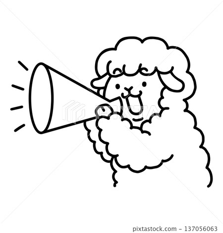 Sheep with a megaphone line drawing 137056063