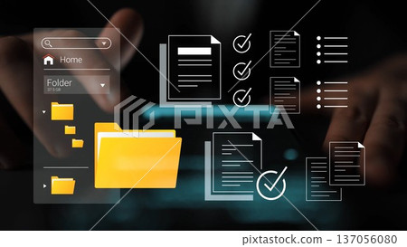 Interactive digital interface showcasing file management, document organization, and productivity tools for efficient workflow and modern technology solutions Gluon Interactive digital interface showcasing file management, document organization, and productivity tools for efficient workflow and modern technology solutions Gluon 137056080