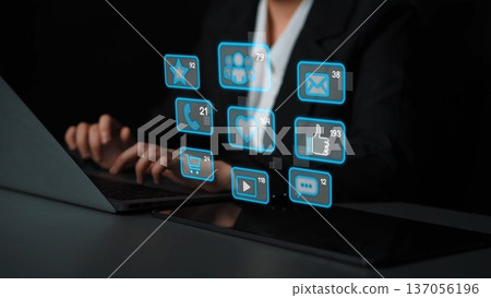 Social Media Interaction and Digital Communication Icons Marrow Social Media Interaction and Digital Communication Icons Marrow 137056196