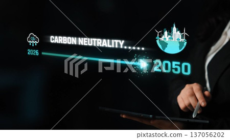 Carbon neutrality timeline from 2024 to 2050 goal Marrow 137056202