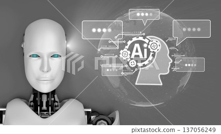 AI Brain Processing Data with Generative Artificial Intelligence Concept. Kernel 137056249