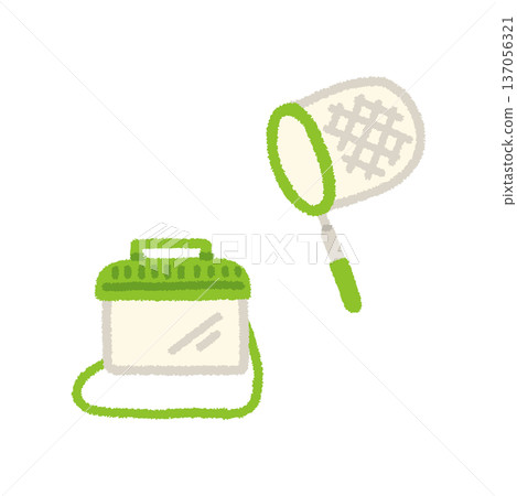 昆蟲籠昆蟲網插圖昆蟲捕捉套裝手繪簡易版 137056321