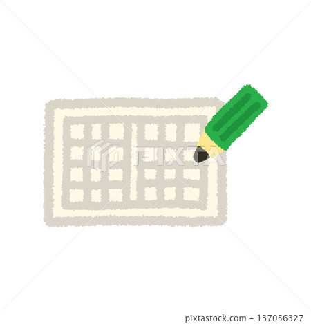 Book report illustration summer vacation homework paper pencil hand-drawn icon 137056327