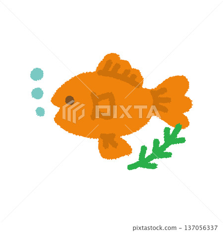 Goldfish illustration for children, hand-drawn, simple Goldfish illustration for children, hand-drawn, simple 137056337