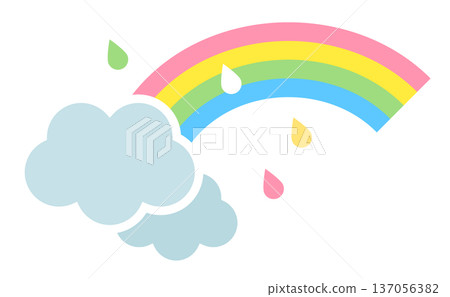 A simple illustration of clouds, rain, and a rainbow A simple illustration of clouds, rain, and a rainbow 137056382