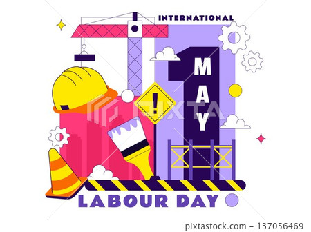 International Labour Day Vector Illustration on 1 May Featuring Diverse Professions and Appreciation Message Honoring Workers Dedication in Background International Labour Day Vector Illustration on 1 May Featuring Diverse Professions and Appreciation Message Honoring Workers Dedication in Background 137056469