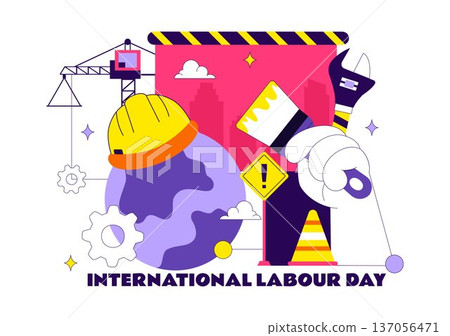 International Labour Day Vector Illustration on 1 May Featuring Diverse Professions and Appreciation Message Honoring Workers Dedication in Background International Labour Day Vector Illustration on 1 May Featuring Diverse Professions and Appreciation Message Honoring Workers Dedication in Background 137056471