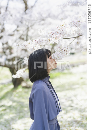 看著櫻花的年輕女子 137056746