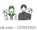 OK sign, male and female students 137057025