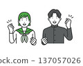 Fist pump, male and female students 137057026
