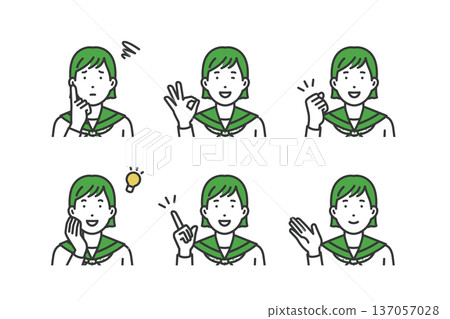 Student female avatar icon set Student female avatar icon set 137057028