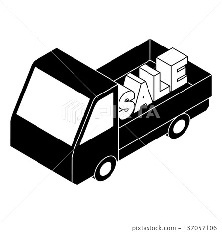 3D illustration of a delivery truck with the word SALE on it 3D illustration of a delivery truck with the word SALE on it 137057106