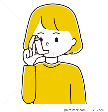 一位女性使用吸入器的插圖 137057200