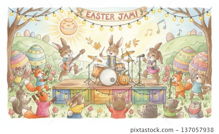 Teenage Bunny Organizing a Rock Concert on Easter Day Teenage Bunny Organizing a Rock Concert on Easter Day 137057938