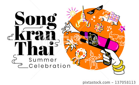 songkran thai summer celebration pop art poster banner songkran thai summer celebration pop art poster banner 137058113