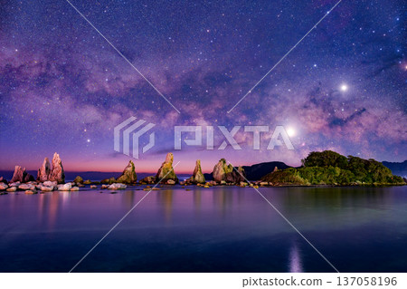 Hashima Rock and the Milky Way Hashima Rock and the Milky Way 137058196
