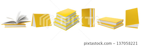 Set, Several yellow book mockups for design and study use, PNG 137058221