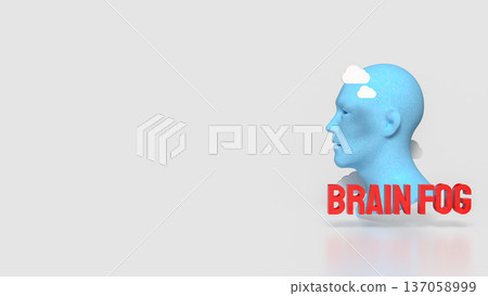 Brain Fog Concept with Human Head and Clouds 3d render. Brain Fog Concept with Human Head and Clouds 3d render. 137058999