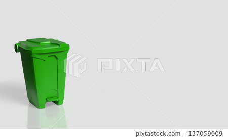 Green Recycling Bin Isolated on White Background 3d render. Green Recycling Bin Isolated on White Background 3d render. 137059009