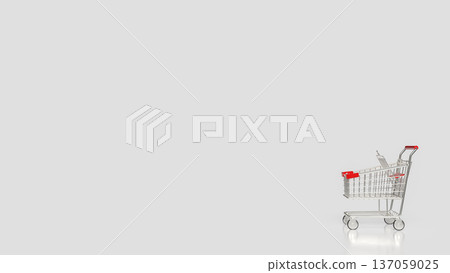 Modern Shopping Cart and Retail Commerce Concept 3d render. Modern Shopping Cart and Retail Commerce Concept 3d render. 137059025