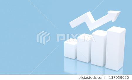 Rising Bar Chart with Upward Arrow Growth Concept 3d render. 137059030