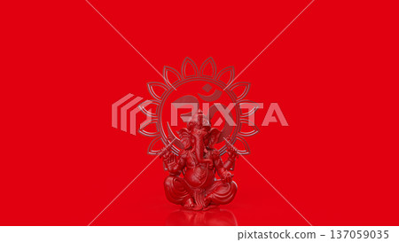 Red Ganesha with Om Symbol Background 3d render Red Ganesha with Om Symbol Background 3d render 137059035