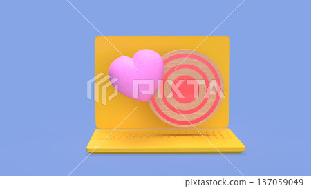 Customer Target Marketing Strategy with Heart on Laptop 3d render Customer Target Marketing Strategy with Heart on Laptop 3d render 137059049