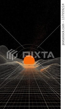 Sun grid landscape wireframe horizon orange abstract sunrise peaceful geometric sunset over digital wireframe landscape Sun grid landscape wireframe horizon orange abstract sunrise peaceful geometric sunset over digital wireframe landscape 137059214
