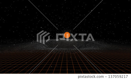 Futuristic grid landscape, glowing orange sun, digital horizon, dark space sky, abstract sci fi scene Futuristic grid landscape, glowing orange sun, digital horizon, dark space sky, abstract sci fi scene 137059217