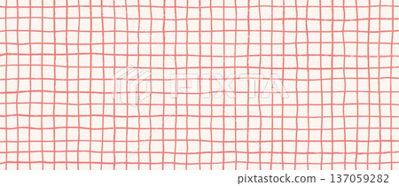 Hand drawn square grid pattern. Red doodled checkered background. Sketched thin checker paper texture. Lined planer page wallpaper. Pen drawn journal sheet notebook template. Vector Hand drawn square grid pattern. Red doodled checkered background. Sketched thin checker paper texture. Lined planer page wallpaper. Pen drawn journal sheet notebook template. Vector 137059282