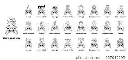 A collection of game controllers with a black and white background A collection of game controllers with a black and white background 137059295