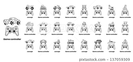 A collection of cartoonish car and truck controllers A collection of cartoonish car and truck controllers 137059309