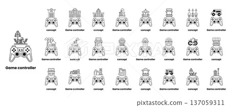 A collection of video game controllers A collection of video game controllers 137059311