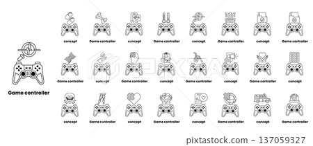 A collection of game controllers with the word Game Controler at the top 137059327