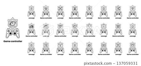 A collection of game controllers with a white background A collection of game controllers with a white background 137059331
