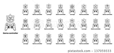 A collection of game controllers with the word Game Controller at the top 137059333