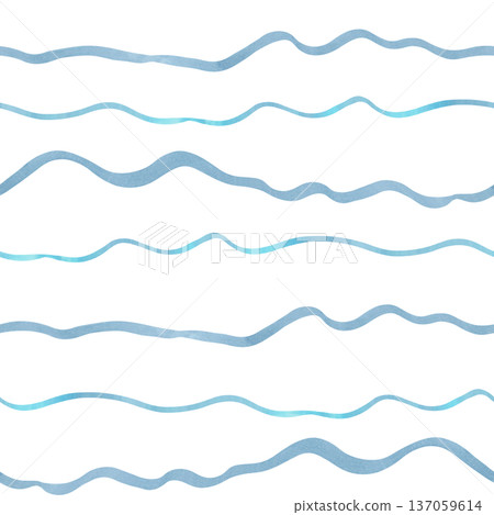 Seamless pattern of wavy blue lines. Watercolor illustration. Abstract elements in a cute nautical style. Hand drawn, isolated images. Background for fabric, textile, print with an underwater theme. Seamless pattern of wavy blue lines. Watercolor illustration. Abstract elements in a cute nautical style. Hand drawn, isolated images. Background for fabric, textile, print with an underwater theme. 137059614