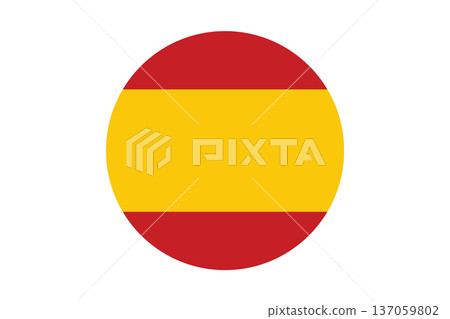 Round Spanish Flag Icon in Red and Yellow Stripes Simple Spain National Emblem Graphic 137059802