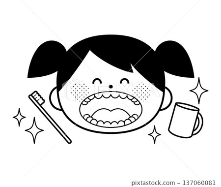 A child with beautiful teeth who is good at brushing his teeth 137060081