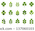 Fresh green hand-drawn illustration collection Modern green design material set 137060103