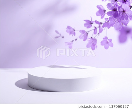 優雅的紫色花朵、植物，日式背景素材，白色背景 137060137