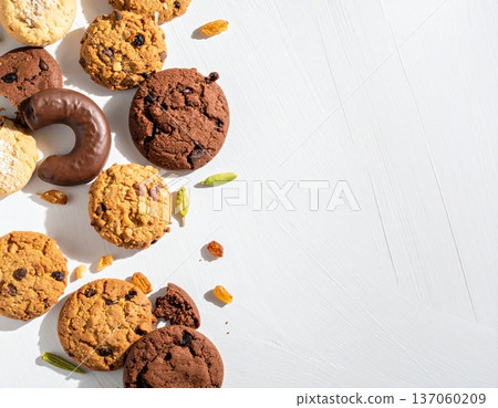 Various delicious homemade cookies with different textures and topping Various delicious homemade cookies with different textures and topping 137060209