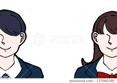高中生,男女生,制服,半身像插圖 高中生,男女生,制服,半身像插圖 137060290