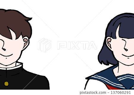 高中生,男女生,制服,半身像插圖 高中生,男女生,制服,半身像插圖 137060291