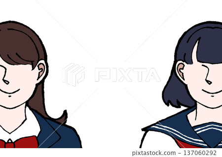高中女生學生製服半身像插圖 137060292