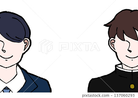 高中男生學生製服半身像插圖 高中男生學生製服半身像插圖 137060293