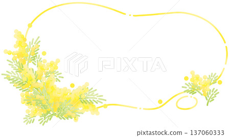 Fluid shape frame of loose mimosa and loose lines Fluid shape frame of loose mimosa and loose lines 137060333